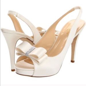 Kate Spade New York Glam Ivory Satin Heels